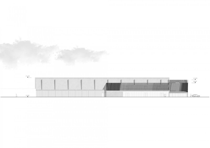 Revitalizace zimního stadionu v Opavě, Qarta Architektura, pohled jižní