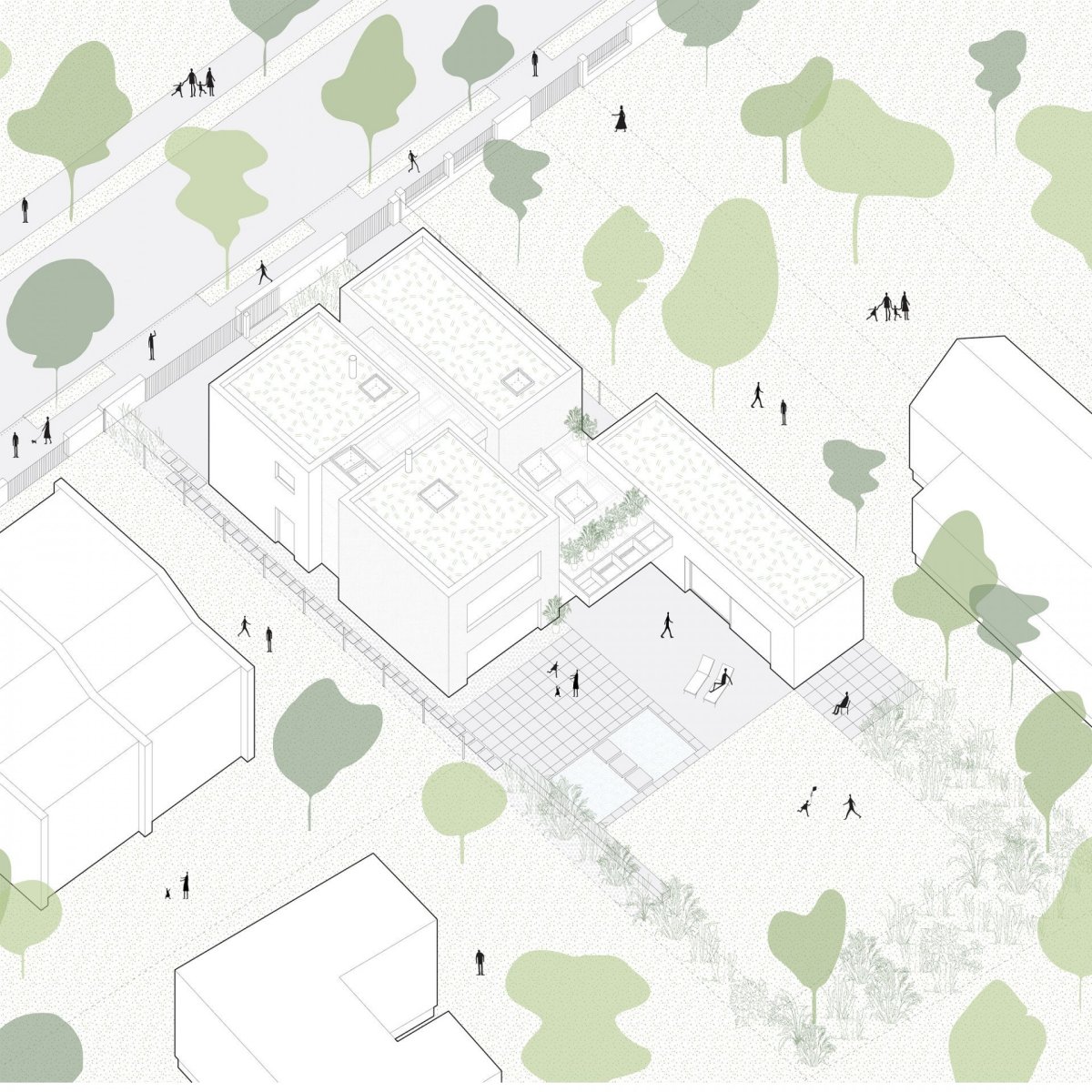 Rodinný dům Lhotka, situace, SOA architekti