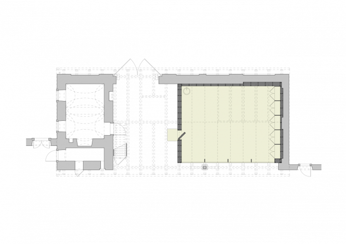 under-construction architects, Ateliér zasunutý do stodoly, půdorys 1. NP – foto