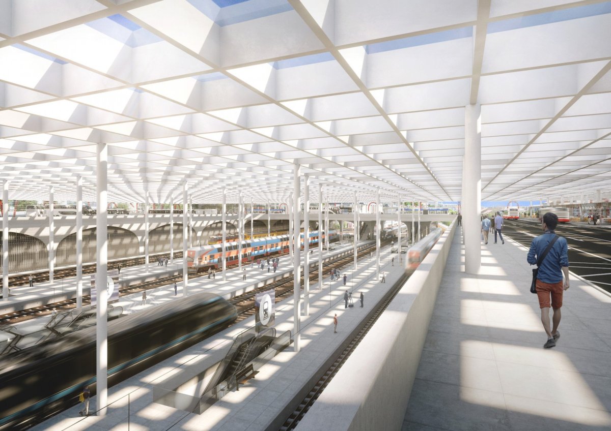 Dopravní terminál Smíchov, A69 architekti. Vizualizace: DOUSEK-ZÁBORSKÝ