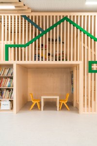 Domeček - tady se dá trochu schovat. (Mateřská škola ve Vědomicích, Architip)
