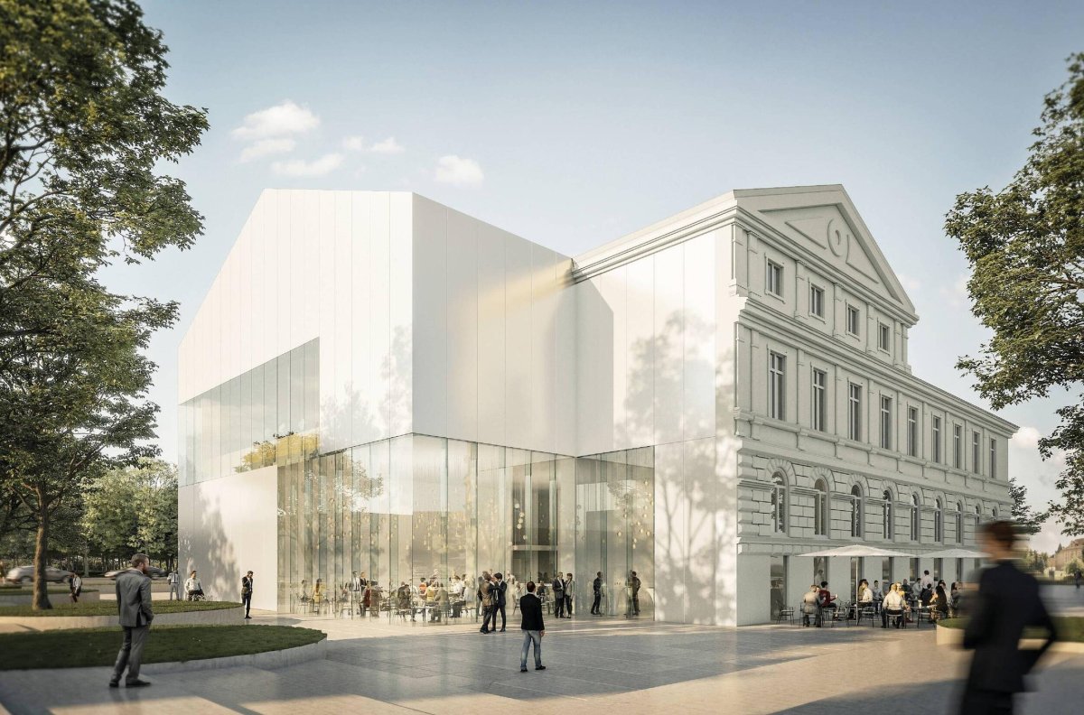Rekonstrukce kulturního domu Slavia v Českých Budějovicích podle architektů z Chaix & Morel et Associés, Christiana Antona Pichlera a Jan Proksy. 