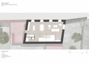 Pink House, půdorys 1NP, Mezzo Atelier