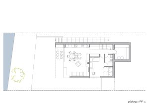 Chata PS ve slovenské obci Plavecký Štvrtok, Hantabal architekti, půdorys 1 PP
