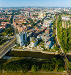 Nový pivovar je koncipován podle principu patnáctiminutového města, kde obyvatelé mohou splnit většinu svých denních potřeb během patnácti minut chůze nebo jízdy na kole. (SRDK Studio, Vratislavské pivovary)