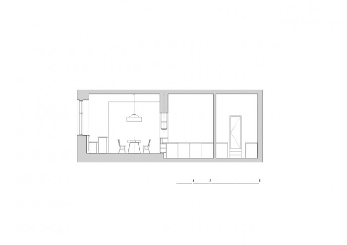 Restaurace Avocado Gang, řez, Mimosa architekti