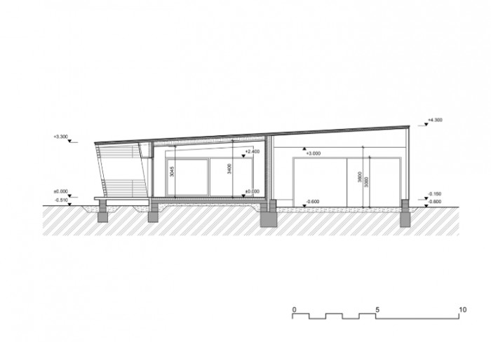 Klubovna oddílu běžeckého lyžování Trutnov, ROSA – ARCHITEKT s.r.o. / Ing. arch. Michal Rosa, řez