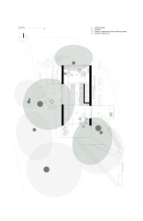 Půdorys horního podlaží s obývacím pokojem ((Studio House na Kostarice, Formafatal))