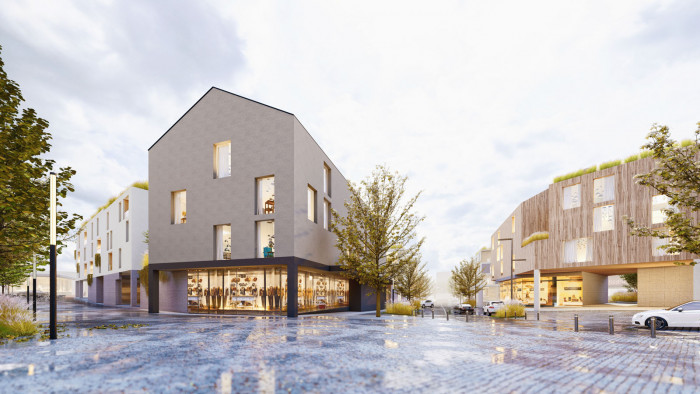 Vítězný návrh v architektonicko-urbanistické soutěži „Potenciál města Žďár nad Sázavou“, vizualizace, MS Plan s.r.o.