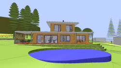 Rodinný dům s hnízdem, ARCHCON atelier: Hrubý hmotový 3D model z programu Allplan