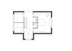 Půdorys podkroví (Chata na Šumavě, ateliér Markéty Cajthamlové)