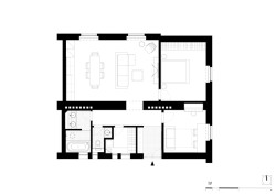 Půdorys bytu po rekonstrukci (Rekonstrukce bytu v Praze-Libni; Matika Architecture)