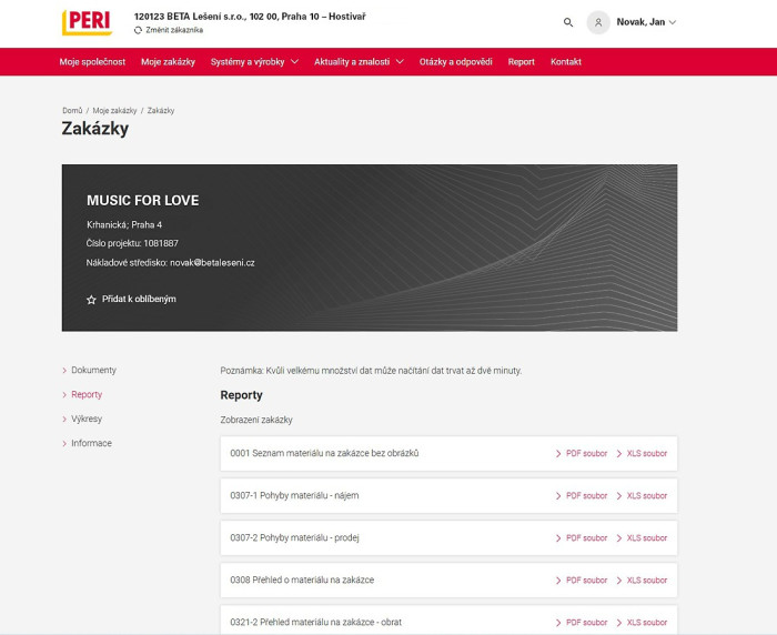 myPERI portál - Efektivní správa stavebních projektů