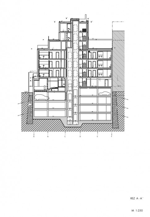 Polyfunkčná budova Konventná, Architekti A B.K.P.Š., řez