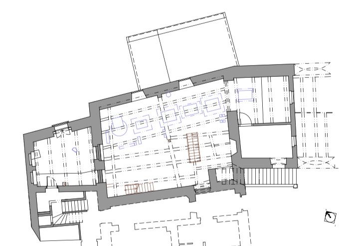 Obnova Bízkova válcového mlýna, Jirsa Architekti, půdorys mezipatro