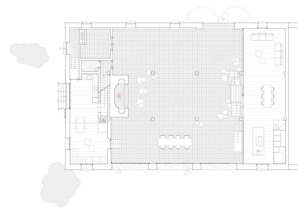 Thomas Kröger Architekten, rekonstrukce stodoly ve Fergitz, 1.NP, výkres