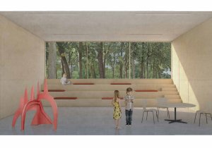 Pohled do interiéru nových školních prostorů v dostavbě stávající školní budovy, Ravagnani Vecchi Architects.