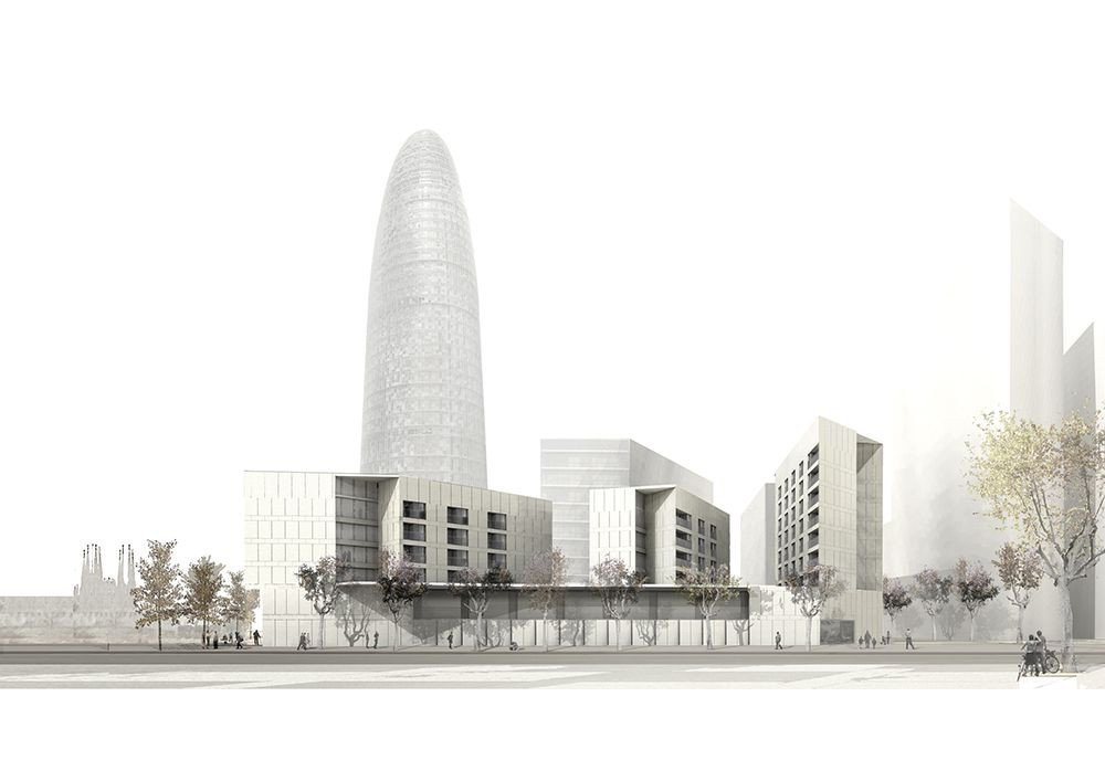 Esteve Bonell, Josep Maria Gil, peris+toral.arquitectes, kolektivní bydlení pro seniory a zdravotní středisko v Barceloně, vizualizace