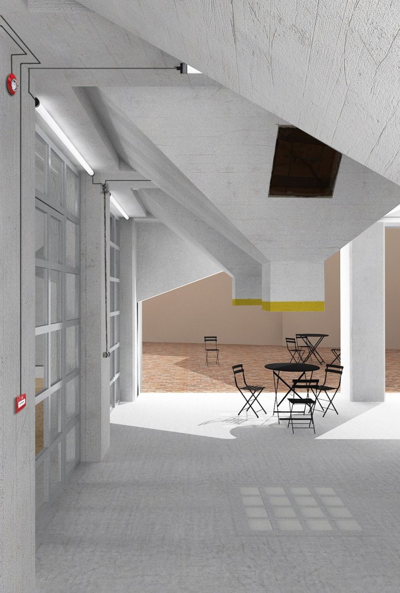 Adaptace obilného sila pro Nadaci Automatické mlýny od studia Prokš Přikryl architekti - foyer