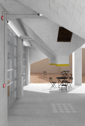 Adaptace obilného sila pro Nadaci Automatické mlýny od studia Prokš Přikryl architekti - foyer