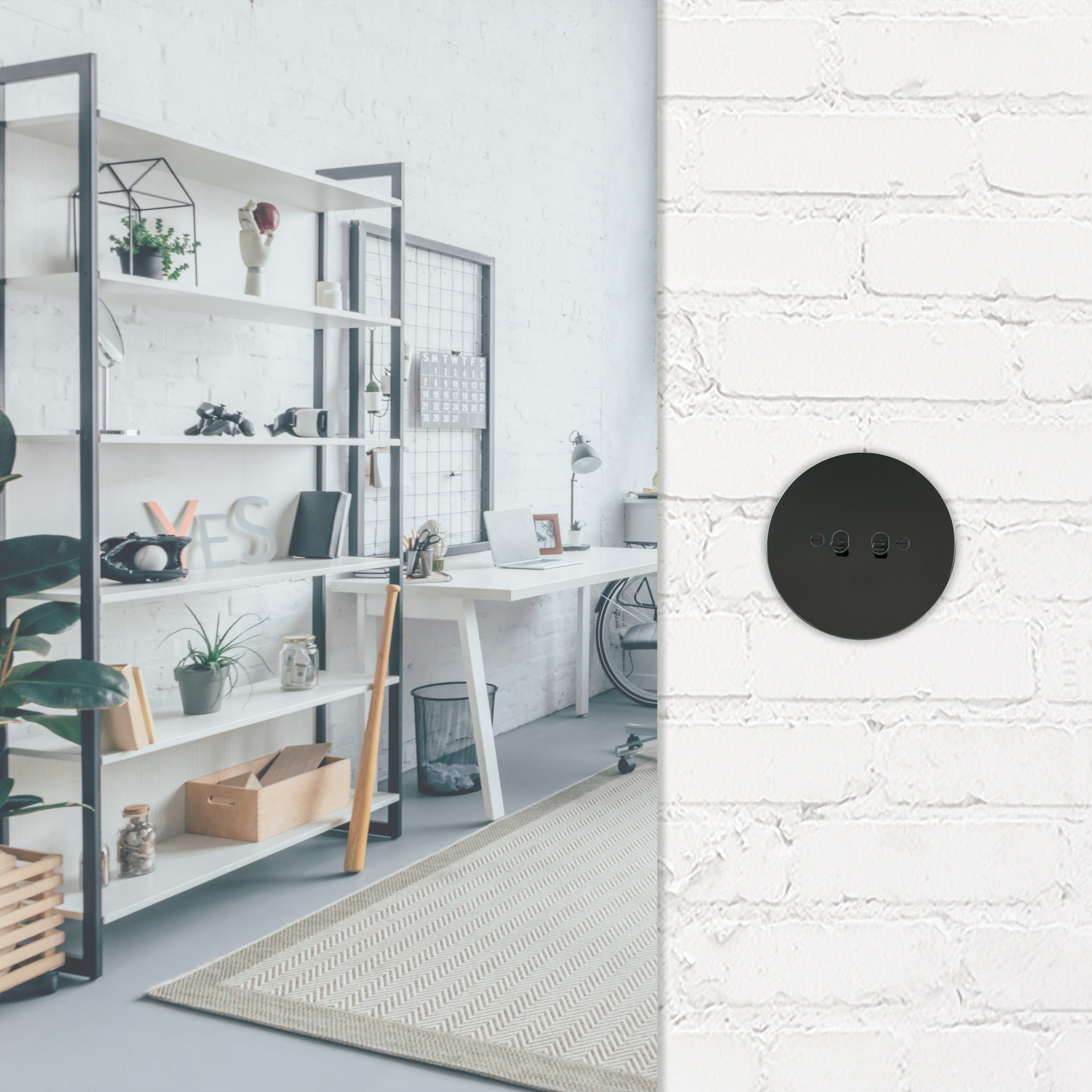 Dvojpáčkový vypínač NEXA se skleněným rámečkem v černé barvě