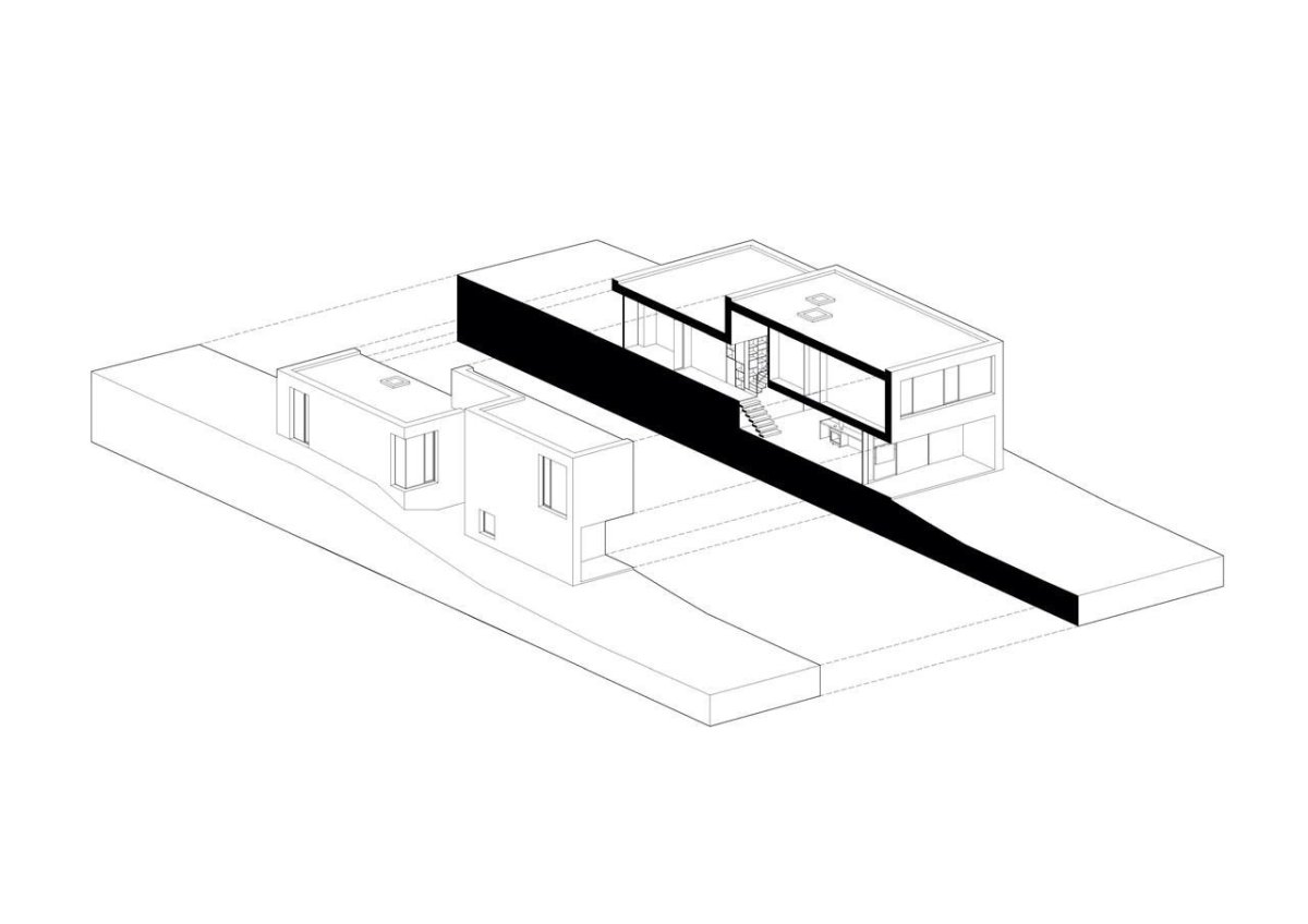 plusminusarchitects, Vrakuňa house, axonometrie – foto