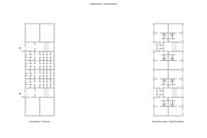 gutgut, Panelák v Rimavskej Sobote, půdorysy, původní stav - foto
