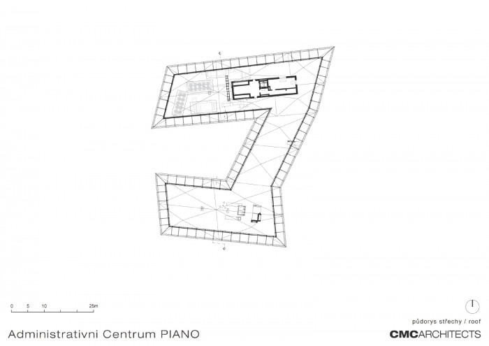 Administartivní centrum Piano, půdorys střechy, CMC architects a.s.
