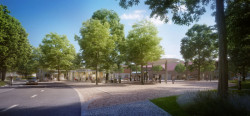 Autobusový terminál ve Vodňanech, 1. cena v architektonické soutěži, Projektil architekti. Vizualizace: Jiří Drška