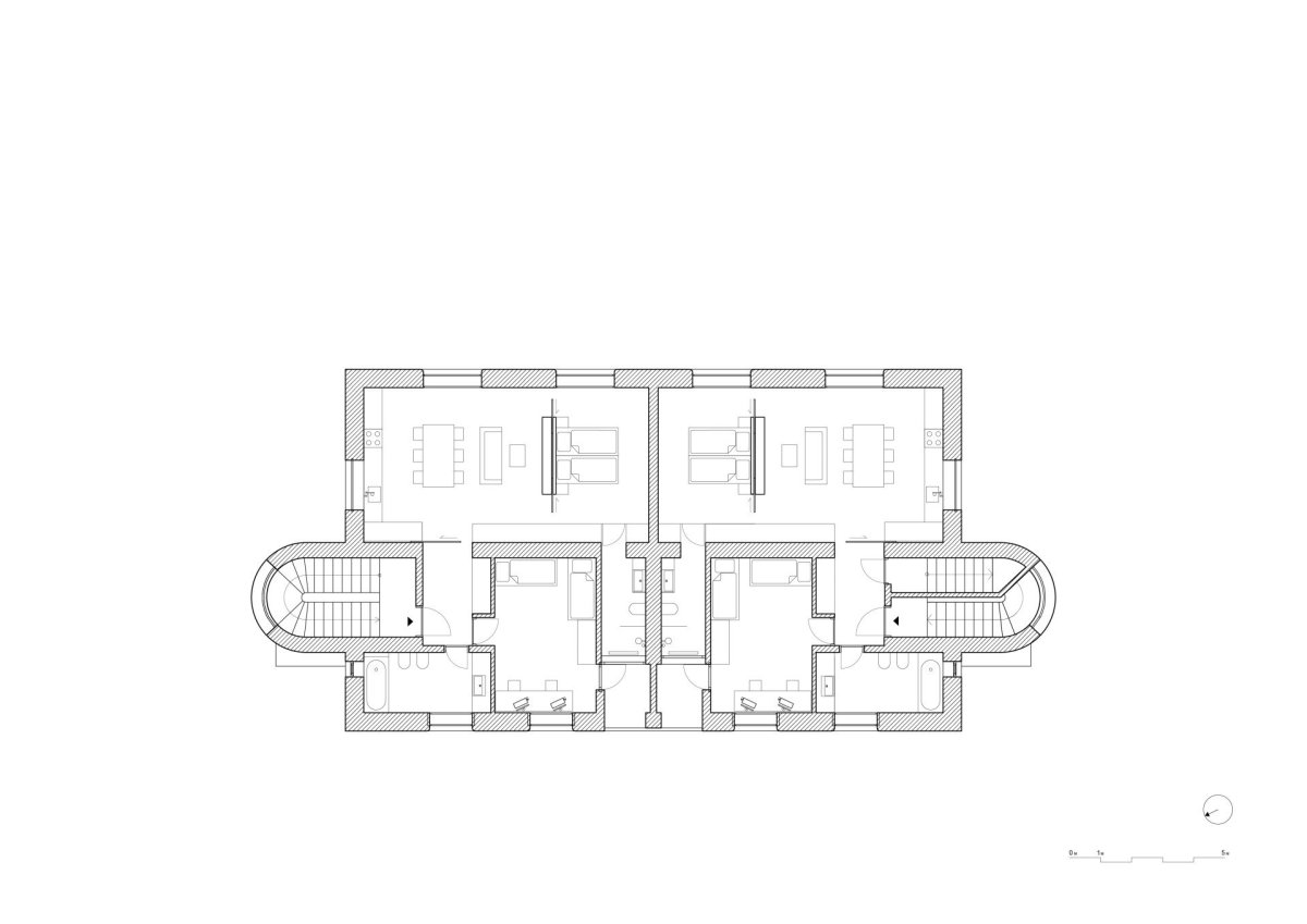 Půdorys 3.NP (Rekonstrukce a přístavba k vile v Praze-Vinohradech, PAPUNDEKL ARCHITEKTI)