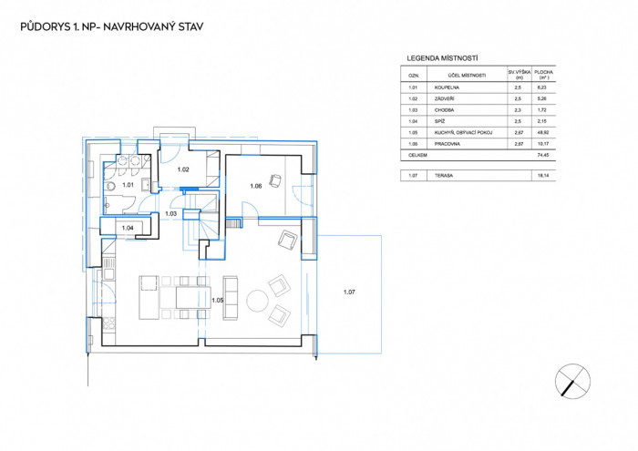 RD Bohnice,půdorys 1NP, Archport