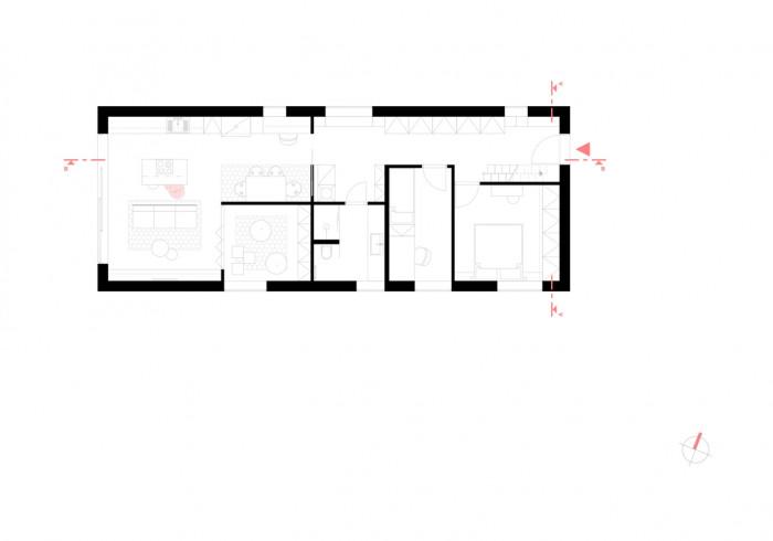 Rodinný dům v Dubči, půdorys 1np, Mooza architecture