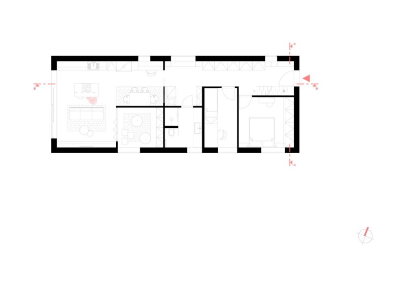 Rodinný dům v Dubči, půdorys 1np, Mooza architecture