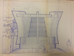 Výdech metra u Hlavního nádraží v Praze, původní výkres, Josef Danda