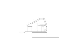 Řez podélný (Chata v Posázaví, Atelier Hajný)