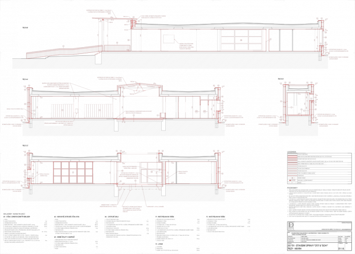 Projekční ateliér David, Rekonstrukce ZŠ a MŠ Helsinská, řezy - foto