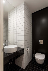 Pohled na WC (Rekonstrukce bytu v Praze-Libni; Matika Architecture)
