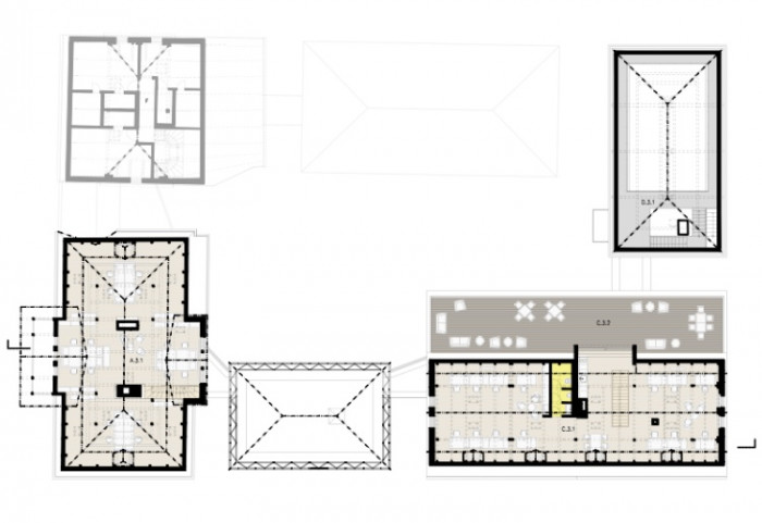 Sídlo firmy Lasvit, ov – a, ov architekti, půdorys 3NP