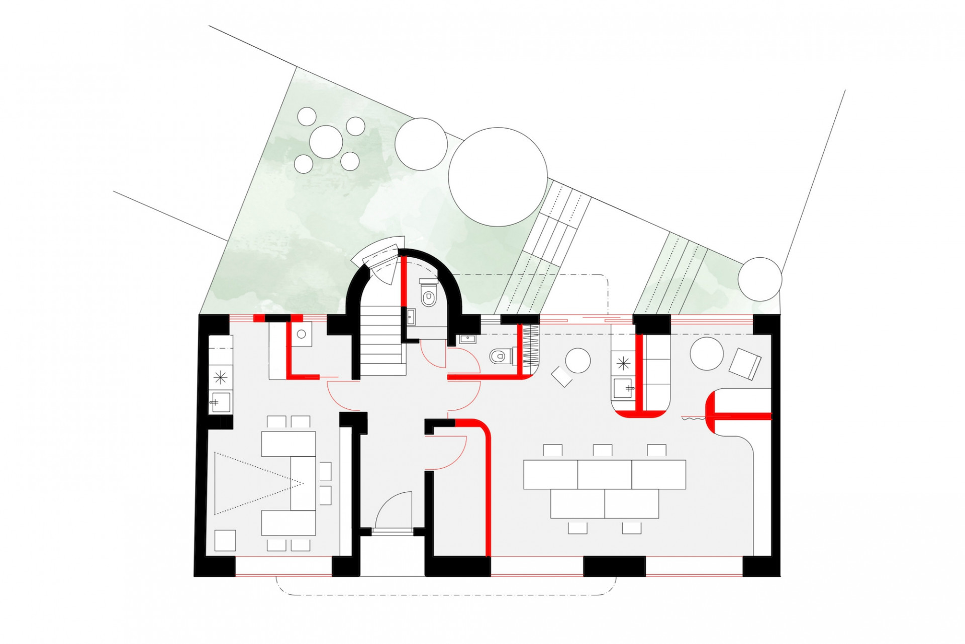 Dům s kancelářemi a byty, plán, studio AEIOU, zdroj : studio AEIOU