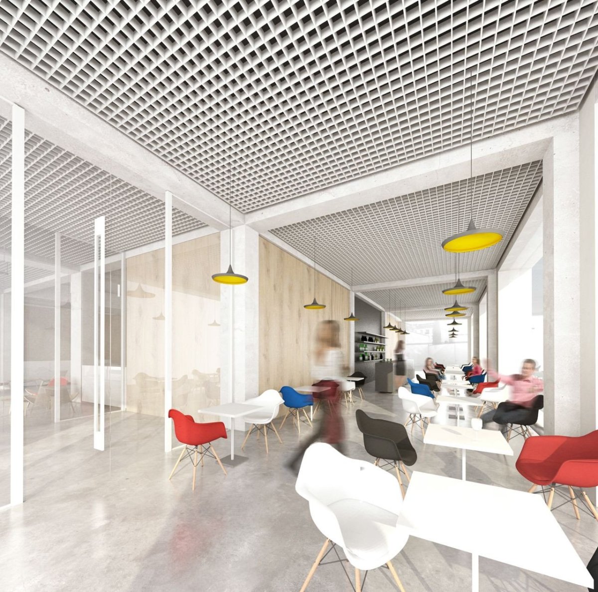 bod architekti, Nová radnice pro Prahu 7, přízemí, kavárna // 1. místo – foto