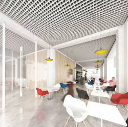 bod architekti, Nová radnice pro Prahu 7, přízemí, kavárna // 1. místo – foto