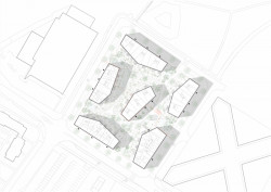 Bytové domy 4 Dvory, Malý Chmel, situace