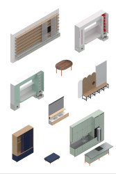 Vizualizace nábytku (Interiér domu v Lysolajích, Amulet architekti)