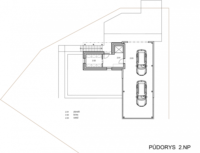 ROSA architekt, RD Červený kopec II, půdorys 2. NP - foto