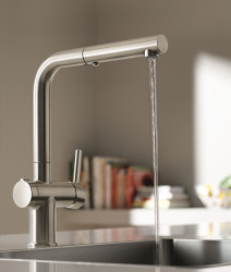 Baterie s integrovaným ovládáním výpusti FN 5351 ACTIVE TWIST v nerezovém provedení