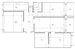 Původní stav - výkres (Rekonstrukce panelákového bytu; Markéta Janderová)