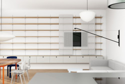 Vizualizace obýváku (Interiér domu v Lysolajích, Amulet architekti)