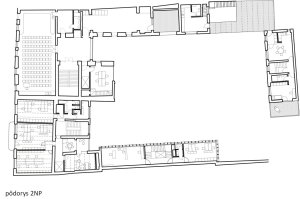 Projekt Nádvoří v Trnavě, Vallo Sadovsky architects, půdorys 2 NP