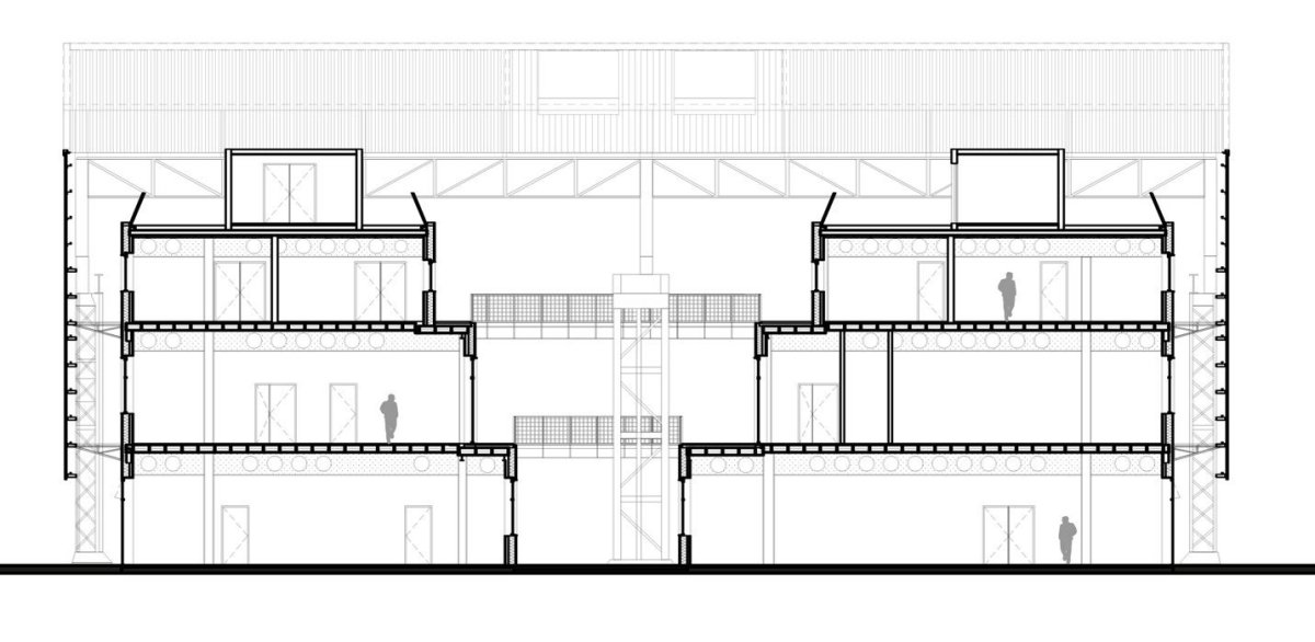 Nantes Saint - Nazaire higher school of fine arts, řez, Franklin Azzi Architecture
