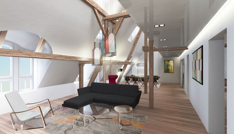 ASGK Design, Podkrovní apartmá Josefov, vizualizace - foto